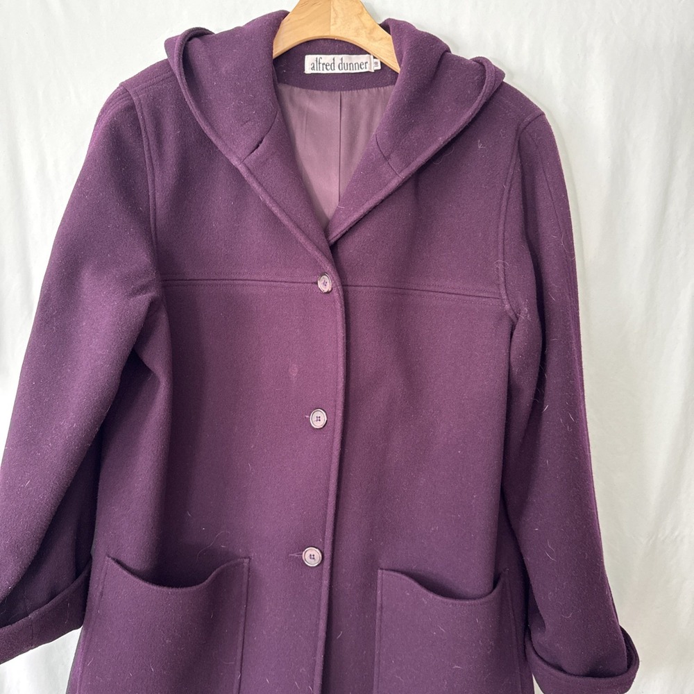 OVERCOAT BUTTON UP WOOL W/HOOD WOMENS SZ 18 WITH POCKETS MAROON